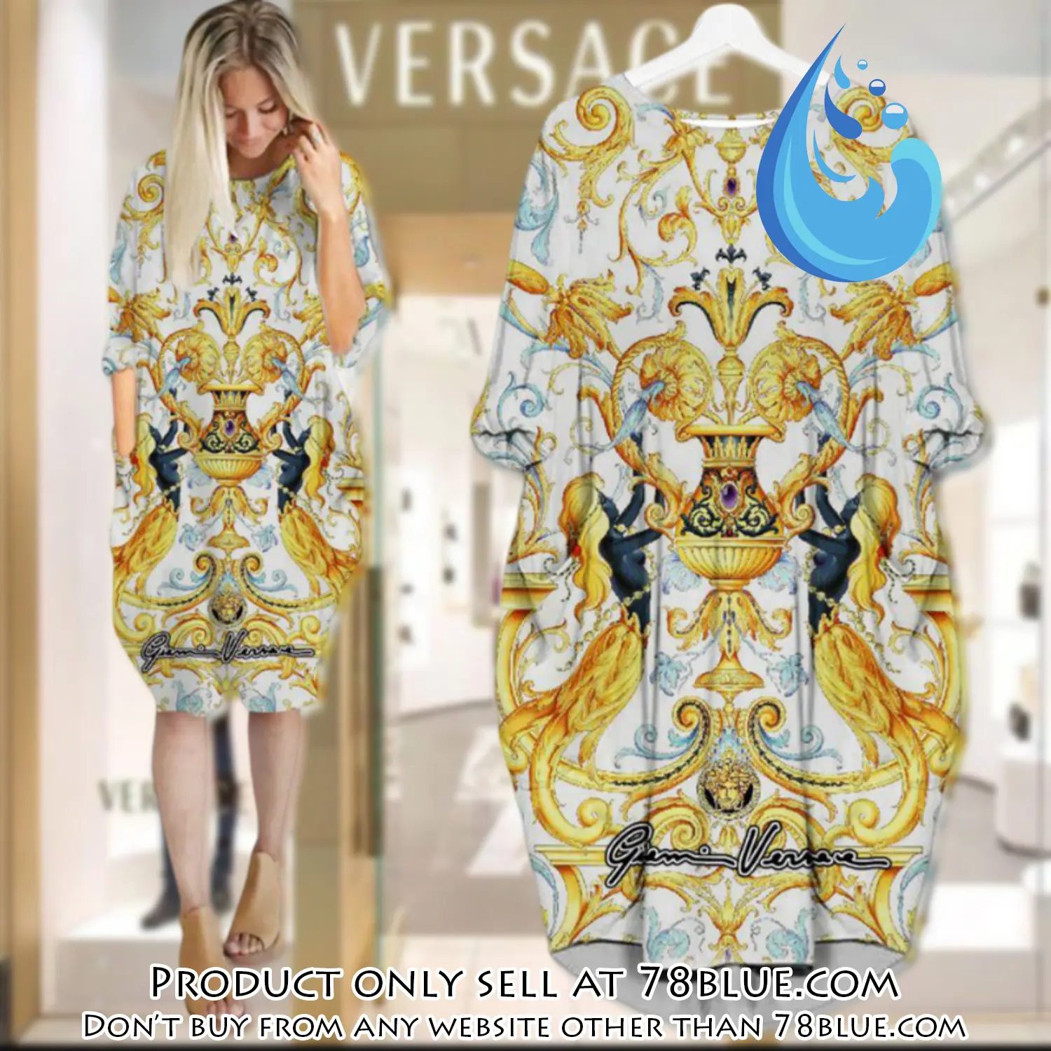 Gianni versace white batwing pocket dress luxury brand for women pd071 78b1011157